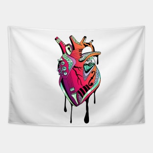 Blue Red Blend Musical Heart Tapestry