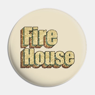 Fire House // Vintage Rainbow Typography Style // 70s Pin