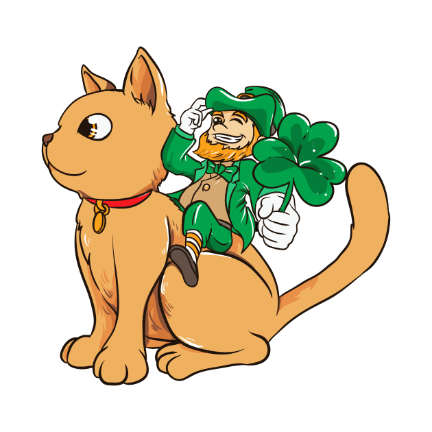 Cute Leprechaun Riding a Cat St. Patrick's Day by theperfectpresents