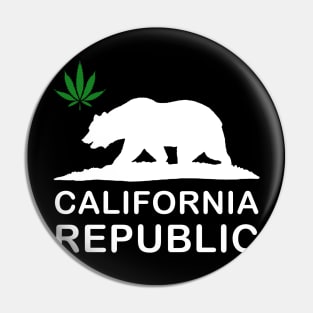 Pot Leaf Grizzly Bear California Republic Cali Life Pin