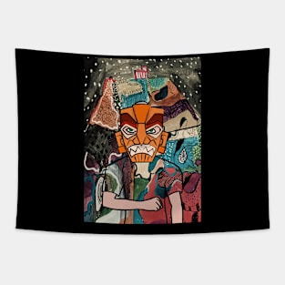 Discover KINDI Character on TeePublic - MaleMask with Hawaiian Green Eyes and Light Skin - Mystery Night Background Tapestry