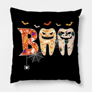 Boo Teeth Funny Dental Halloween Costume Dentist Pillow