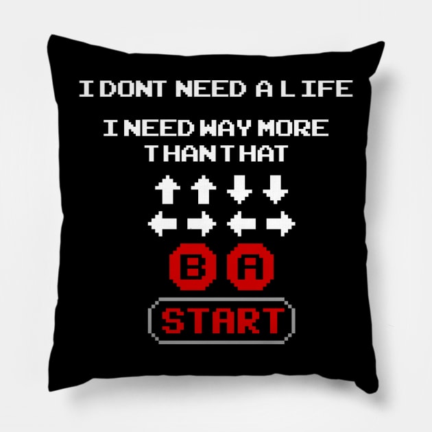 Konami Code - I Don't Need a Life Pillow by Cool_and_Creepy