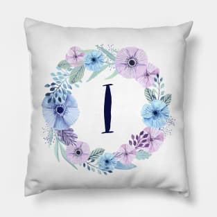 Floral Monogram I Icy Winter Blossoms Pillow