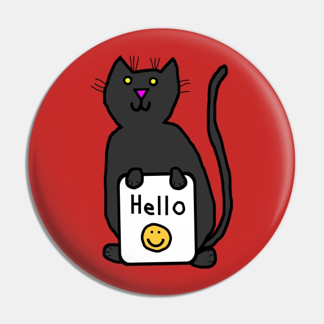 Cute Cat says Hello Pin by ellenhenryart