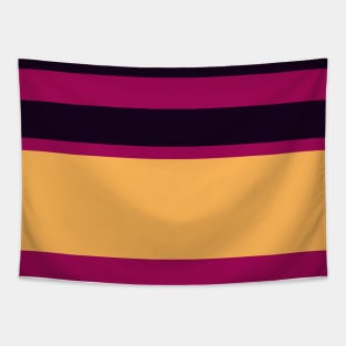 A fashionable patchwork of Almost Black, Dark Fuchsia, Brick Red, Dark Peach and Pastel Orange stripes. Tapestry