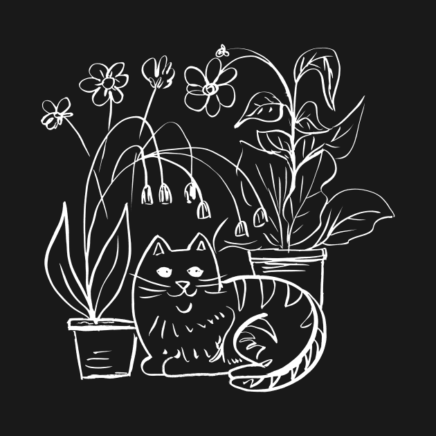 Cute Doodle Garden Cat by SWON Design