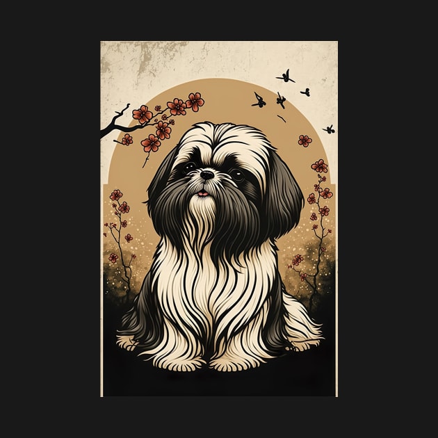 Super Cute Shih Tzu Portrait - Japanese style by KoolArtDistrict