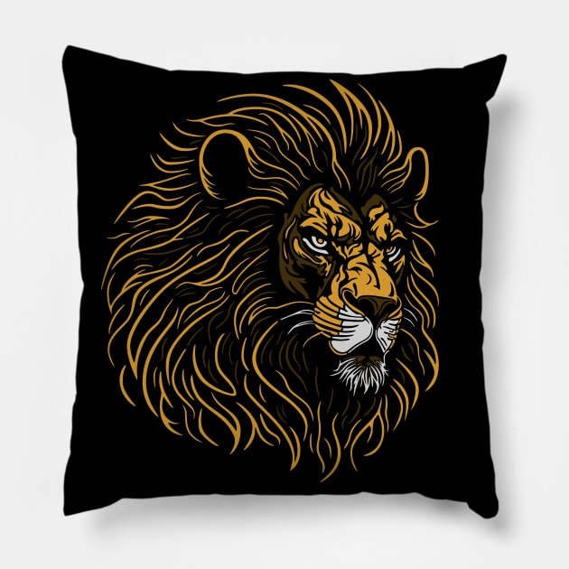 Majestic Lion Head Pillow by NeverDrewBefore