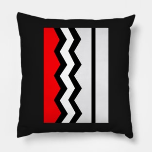 Abstract, geometric, zigzag, strips - red, black and white. Pillow