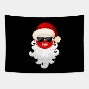 Santa With Face Mask and Black Glass Christmas 2020 Tapestry