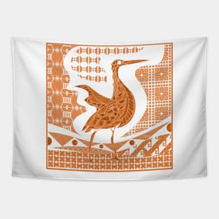 orange agami heron garza in ecopop talavera azulejo pattern in pop wallpaper Tapestry