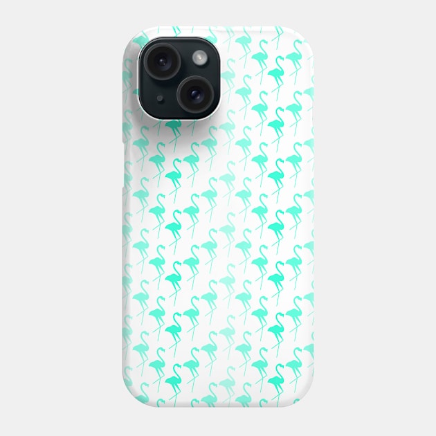 Seamless repeating pattern with turquoise flamingos Phone Case by SooperYela