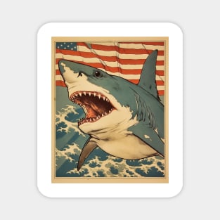 American Flag Patriotism and Freedom Great White Shark Magnet