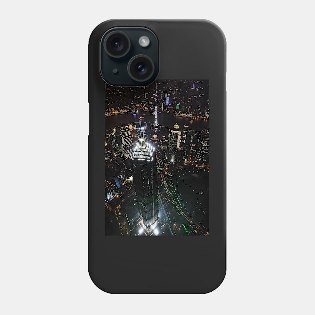 Jin Mao Tower at Night from Above - Shanghai Phone Case by holgermader