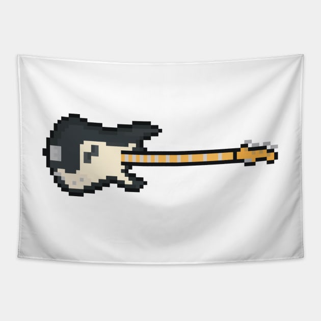 Pixel Black Precision Bass Guitar Tapestry by gkillerb