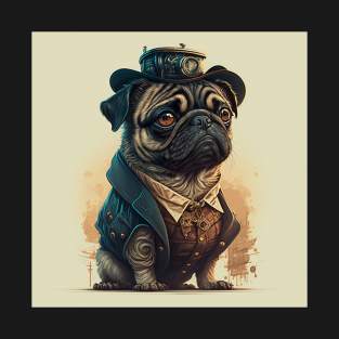 Little Sweet Cute Pug Puppy Dog dressed like mafia boss T-Shirt