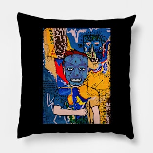 MaleMask NFT named Luc with PixelEye Color and BlueSkin Color - Street Art Style Pillow