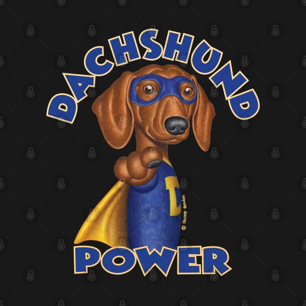 Cute Dachshund Doxie Super Hero with Mask by Danny Gordon Art