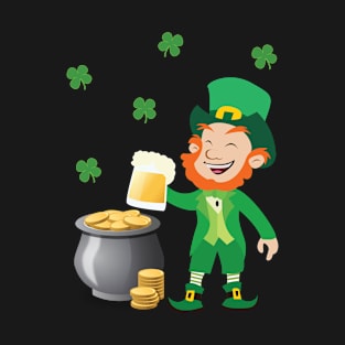 Irish Leprechaun With Pot Of Gold St. Patricks Day Gift T-Shirt