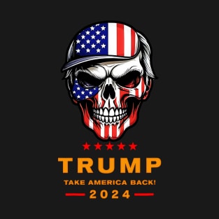 Donald Trump 2024 Skull American Flag Patriotic T-Shirt