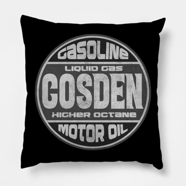 Vintage Gasoline Motor Oil BW Pillow by CTShirts