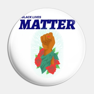 Black Lives Matter Floral Raised Fist Pin