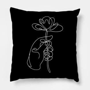 Nature’s Embrace: Minimalist Floral Hand” Pillow