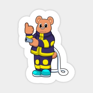 Bear as Firefighter at Fire department with Hose Magnet