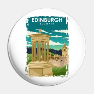 Edinburgh Scotland Vintage Minimal Travel Poster Pin