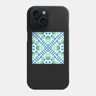 Turquoise and Fresh green garden stepping stones and leaves set in a mosaic tile Phone Case