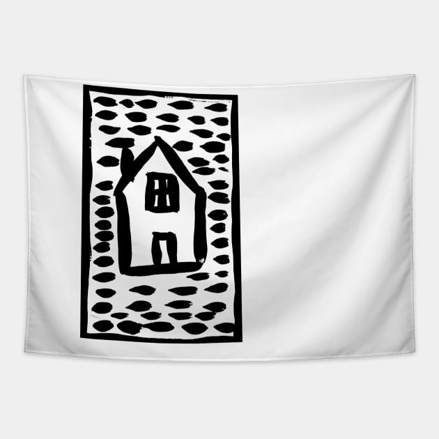 The drawing of a house with dotted background Tapestry by the_spiritual_view