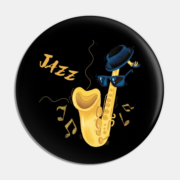 Jazz and Saxophone Pin by Imou designs