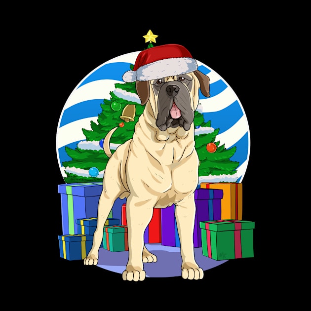 Funny English Mastiff Dog Cute Santa Christmas Gift by Noseking