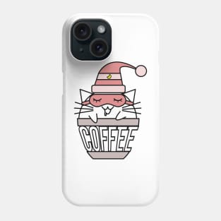 Cat in coffee cup with warped text sleeping pink Phone Case