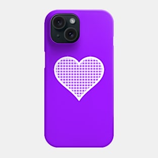 Purple and White Gingham Heart Phone Case