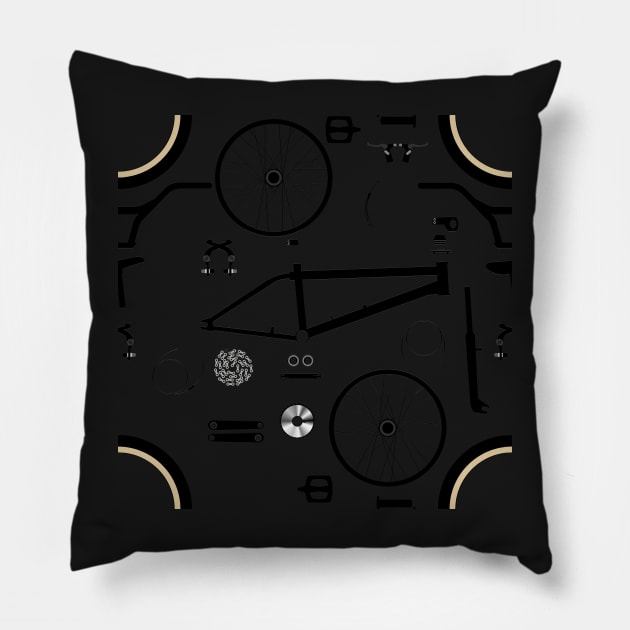 BMX Parts Pattern Pillow by Frazza001