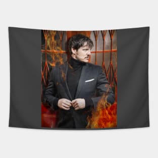 Pedro Pascal on Fire Tapestry