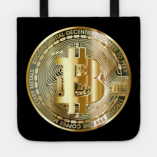 Golden Bitcoin Coin T-Shirt Bitcoin Investor Logo Crypto Fan Tote