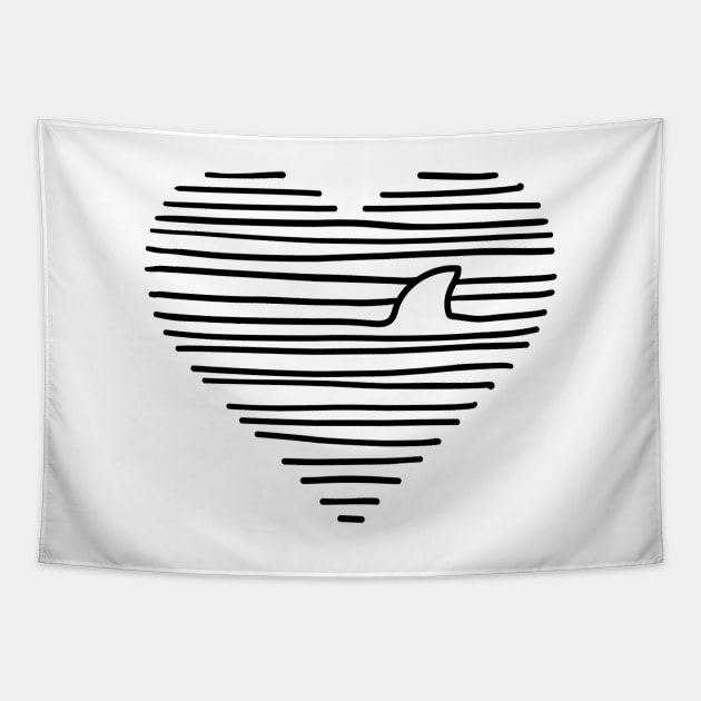 Love Shark Minimalist Line Drawing Shark Fin Gift - Shark - Tapestry