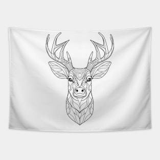 Deer Essence: Intricate Line Art Interpretation Tapestry