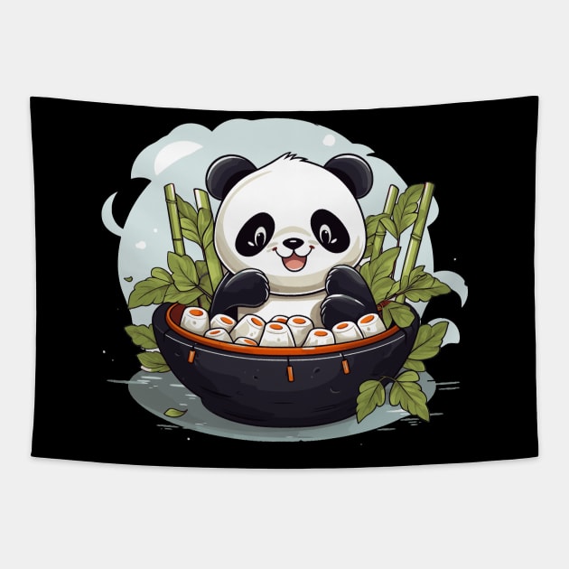 Panda Food Passion: Cuddly Charm Ramen Panda Feast Mode: Culinary Cuteness Tapestry by Kibo2020