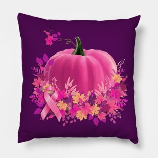 Pumpkin color pink, we wear pink all year round, breast cancer awareness Pillow