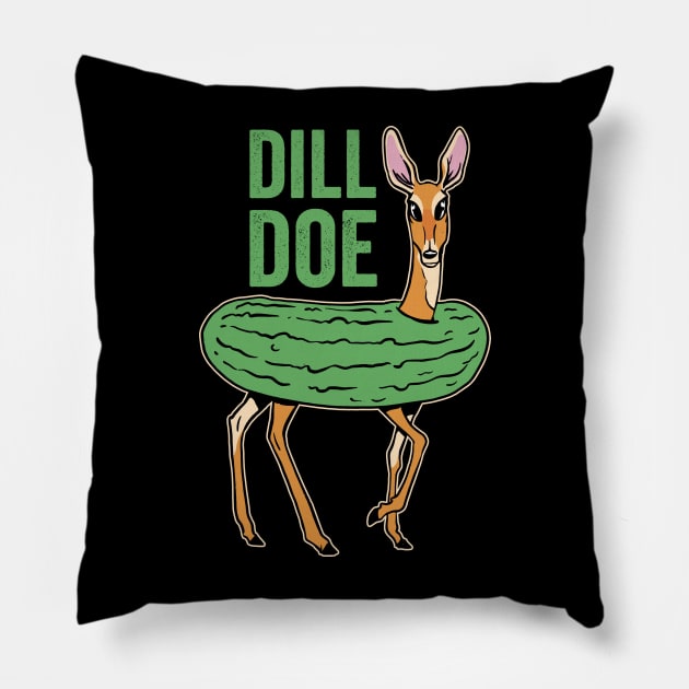 Dill Doe Funny Deer Pickle Humor Pillow by Visual Vibes