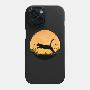 Funny Jumping Cat Silhouette with Full Moon Phone Case