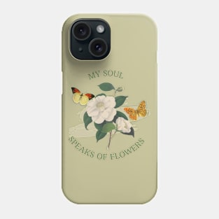 Watercolor white camellia flowers and butterflies - vintage flowers Phone Case