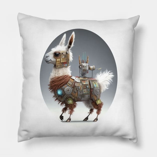 Lies And Damn Lies About LAMA IN ROBOT SUIT, IN SPACE Pillow by HappysSpace