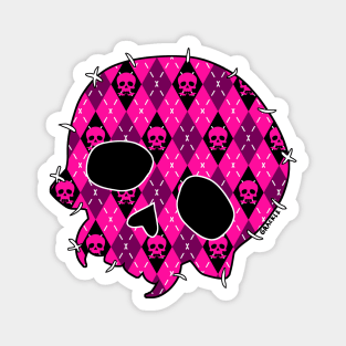 Pink Argyle Skull Magnet