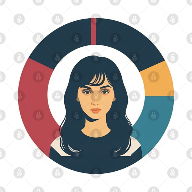 Angry Woman Glaring Forward with a circular colorful background by CursedContent