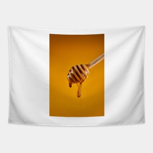 Honey dripping on wooden dipper Tapestry